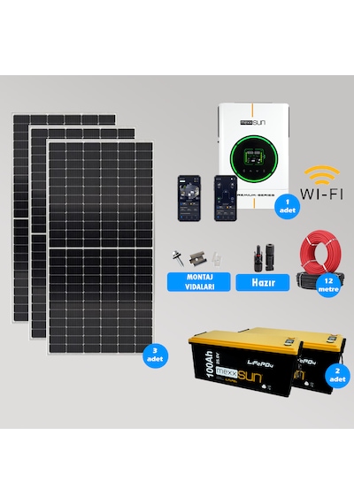Cks Enerjı 4 Kw Lityum Akülü Hazır Solar Paket Kolay Kurulum Orta Paket