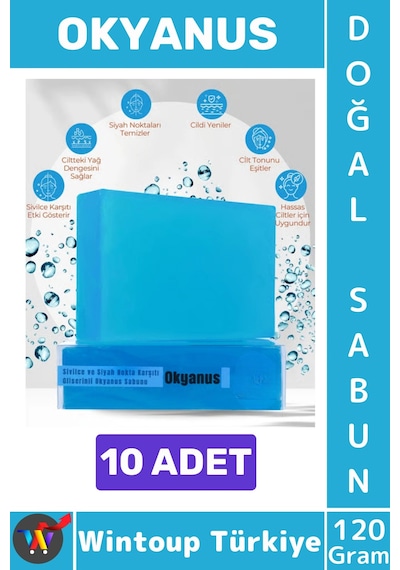 Katısabun %100 Doğal Bitkisel El Yüz Saç Vücut Cilt İçin Organik Okyanus Sabunu 120 Gram 10 Adet Karışık