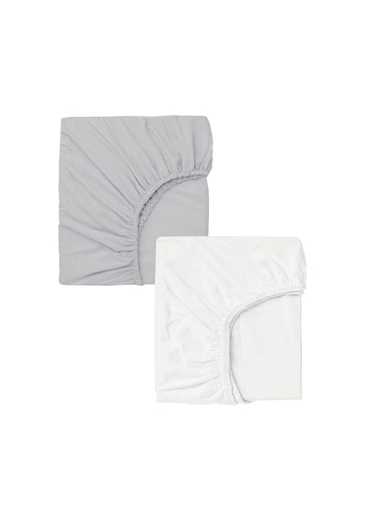 2 Adet 50x90 Cm Anne Yanı Lastikli Penye Kumaş Bebek Çarşafı-beyaz-gri