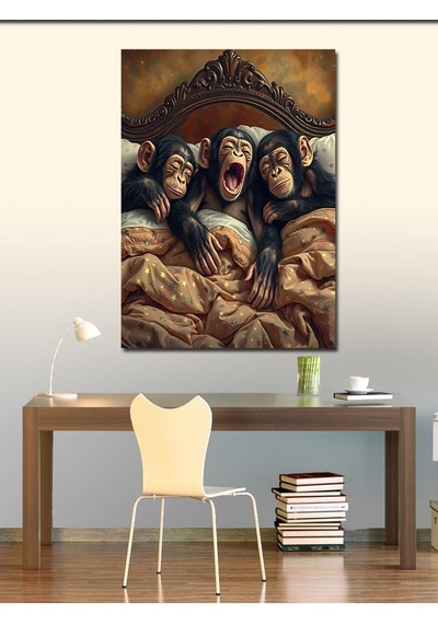 Kanvas Tablo Uyuyan Maymunlar 70cmx100cm