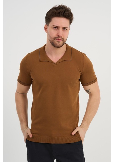 Alexander Gardi Alexandergardı Resort Yaka Triko T-shirt Taba