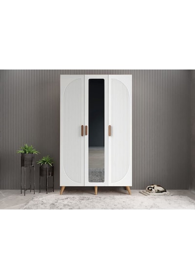 Robe Membran 3 Kapaklı Portmanto Montaj Dahil Çam Beyaz 120 Cm