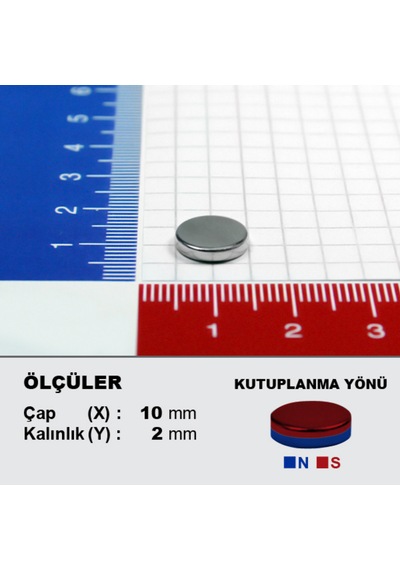 5 Adet Neodyum Mıknatıs Çap: 10mm Kalınlık: 2mm D10x2 Ndfeb Güçlü Mıknatıs Yuvarlak N009