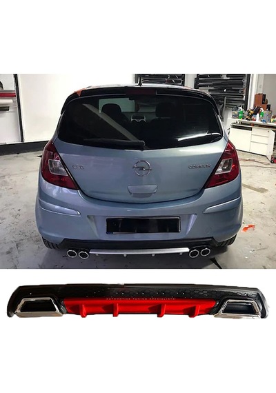 Opel Corsa D Kırmızı Difüzör Çiftli Kare Egzoz Görünümlü D Tip Difizör