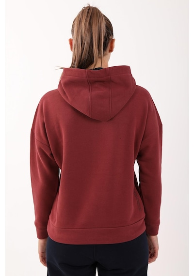 Maraton Sportswear Comfort Kadın Kapşonlu Uzun Kol Basic Bordo Sweatshirt 21475-bordo