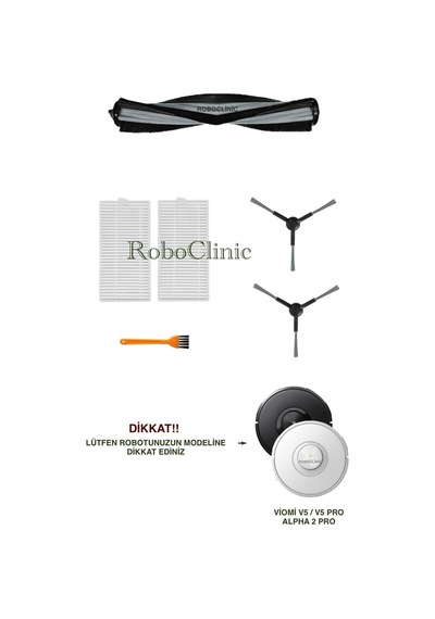 Viomi V5 / V5 Pro / Alpha 2 Pro Robot Süpürge Uyumlu Yedek Fırça,hepa Filtre Seti-6 Parça
