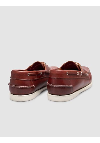 Cabani Miravia Bordo Hakiki Deri Bağcıklı Loafer Ayakkabı Kahverengi