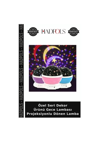 Özel Seri Dekor Ürünü Gece Lambası Projeksiyonlu Dönen Lamba Çok Renkli