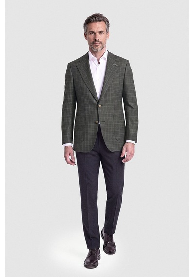 Bisse Yeşil Ekose Desenli Çift Düğmeli Blazer Ceket Pck26k26202 47