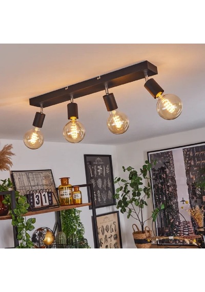 Riolight Modern1 Siyah1 4xe27 Mafsallı Hareketli Başlık Glop Ampul Hariç Metal Spot Avize Siyah