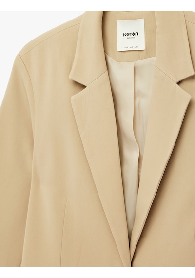 Koton Geniş Yaka Düğmeli Cep Detaylı Blazer Ceket Bej 6sak50085uw Ekru