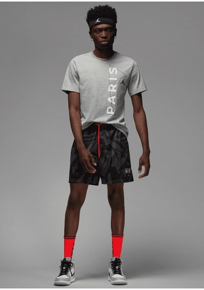 Nike Air Jordan Paris Saint Germain Mens Tee Grafik Baskılı Erkek Günlük Tişört Gri Gri