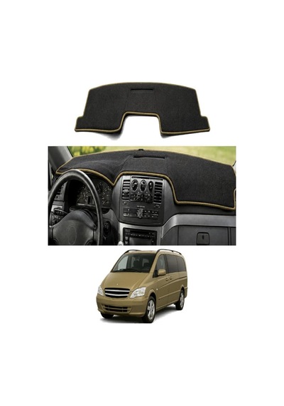 Mercedes-benz - Viano W639 2003-2014 Uyumlu Torpido Koruma Kılıfı - Taba Şeritli