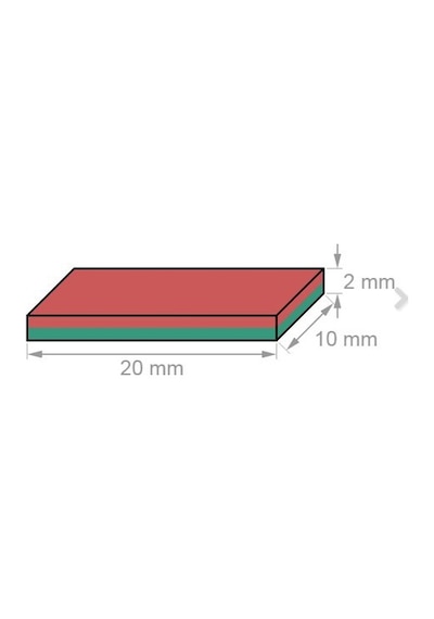 2 Adet 20x10x2 Köşeli Neodyum Mıknatıs Magnet