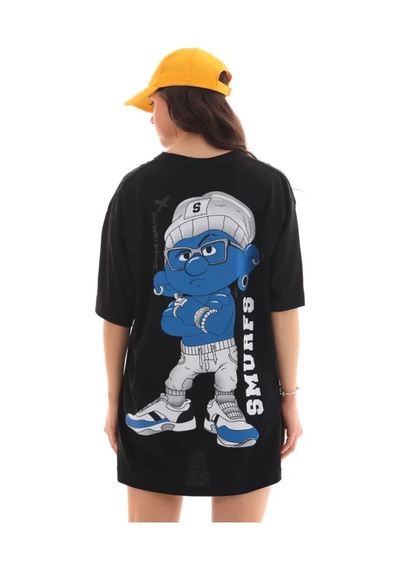 Baskılı Unisex Günlük Stil Siyah İkonik Sembol Rahat Kalıp Tişört