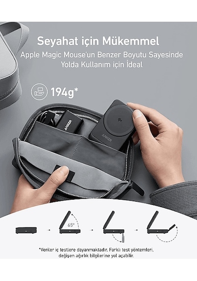 Anker Maggo Katlanabilir 3'ü 1 Arada Kablosuz Şarj İstasyonu Siyah