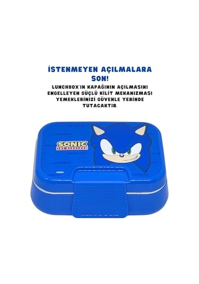 Bento 1030ml Lunchbox Sonic Lisanslı Tek Katlı 2 Bölmeli Paslanmaz Çelik Sefer Tası Yemek Kutu