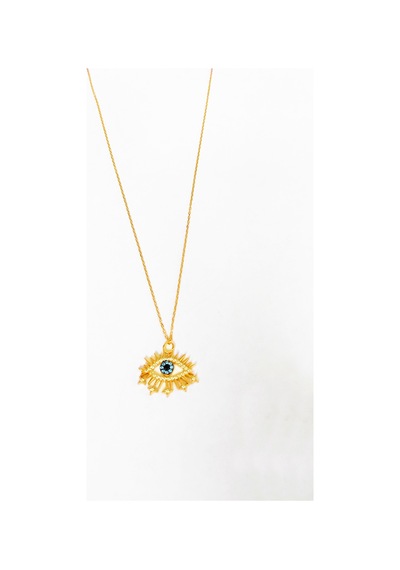 Aqua Marin Taşlı Kirpikli Göz Gümüş Kolye Rose Gold