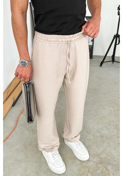 Taş Beli İpli Relaxed Pantolon Taş