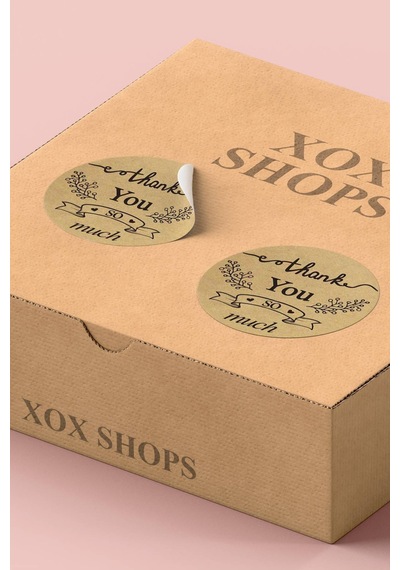 Thank You So Much Kraft Kargo Paket Sticker Etiketi 3x3cm St2070 Çok Renkli