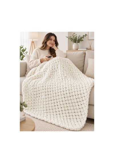 Alize Puffy Tek Battaniye 90x90 Cm Yumuşak Pofidik Örgü Bebek Yetişkin Battaniyebeyaz Krem
