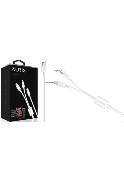 Auris 30w Usb C To Type C + Lightning Şarj Kablosu 2in1 Superfast