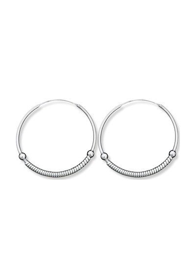 Oya Silver Tel Sarma Detaylı Gümüş Kadın Halka Küpe 4x4 Cm