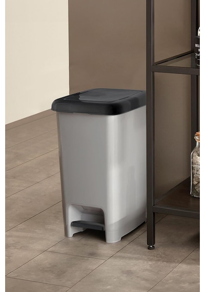 40 Litre Basmalı Çöp Kovası Gri