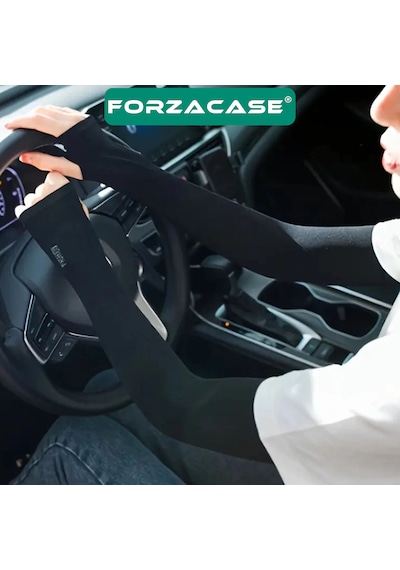 Forzacase Uv Güneş Koruyucu Sporcu Ve Kurye Kolluğu Esnek Likralı Kol Kılıfı Siyah - Fc1250
