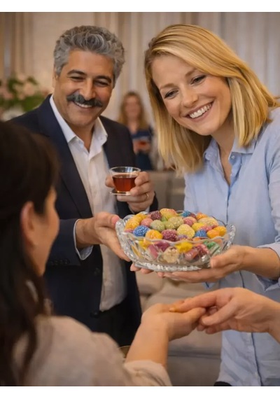 Songül Fıstık Kolonyası Ve 1 Kg Şölen Bayram Şekeri Paketi Karışık Sert Ve Meyve Aromalı Jöle Şeker Misafir İkram Seti