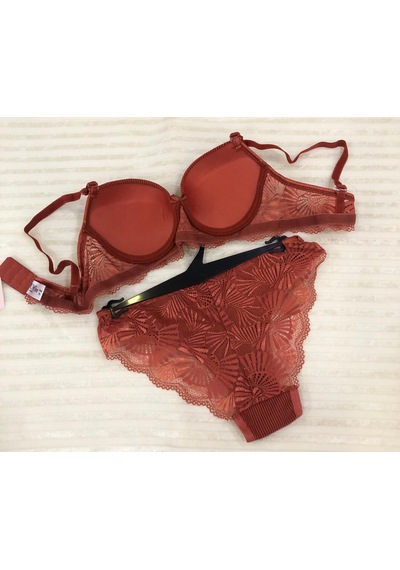 Umt Underwear Umt Kadın Dolgulu B Cup Balenli Telli Sütyen Takımı Kiremit