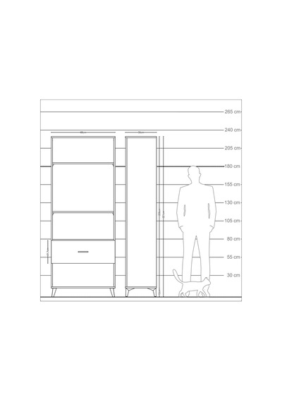 Arges Dolap 3 Raflı Tek Çekmeceli 88x30x221 Çam-çam Çam