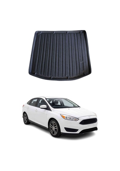 Ford Focus 4 Sedan 2015-2018 Arası Uyumlu Araca Özel Kauçuk Bagaj Havuzu Siyah Kalın Stepneli İçin