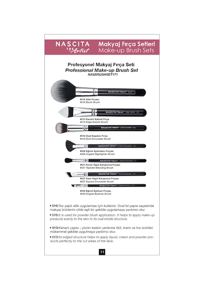 Nascita Artist Serie Profesyonel Makyaj Fırça Seti Nasbrushset171