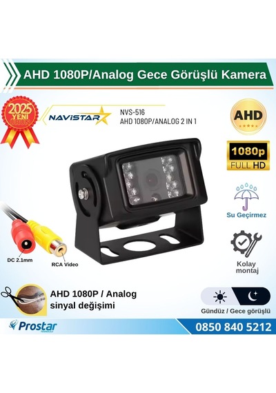 Ahd 1080p/720p Büyük Gece Görüşlü Rca Av Soketli Kamyon Tır Otobüs Kamerası