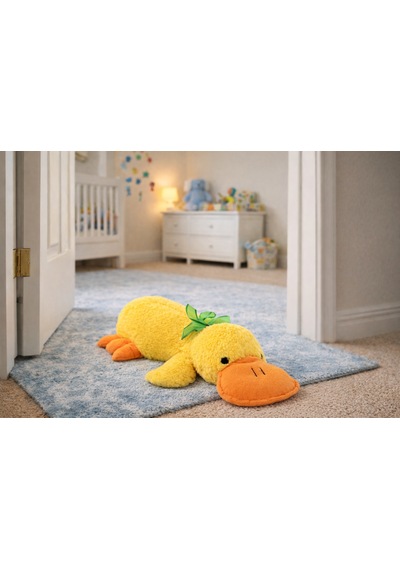 Merty Avm 55 Cm Peluş Yatan Ördek - Yumuşak Uyku Arkadaşı & Çocuk Odası Dekoratif Yastık Ce Sertifikalı Sarı