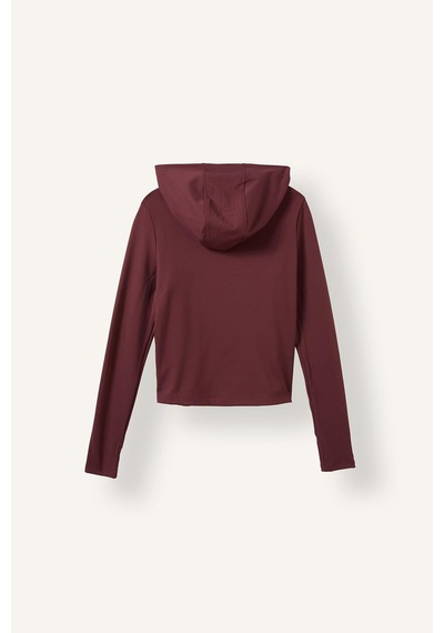 Defacto Sıcak Tutan Slım Fıt Kapüşonlu İçi Yumuşak Tüylü Fermuarlı Uzun Kollu Sporcu Sweatshirt Hırka H5289ax26aubr93 Bordo-br93