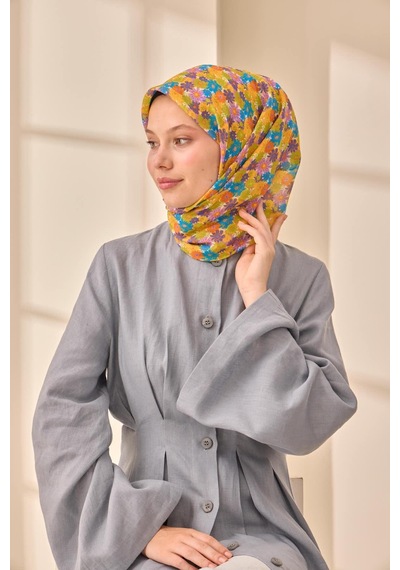 Silk Home Soft Eşarp 73092-33 Sarı, Gök Mavi, Turuncu, Çimen Yeşili, Mor