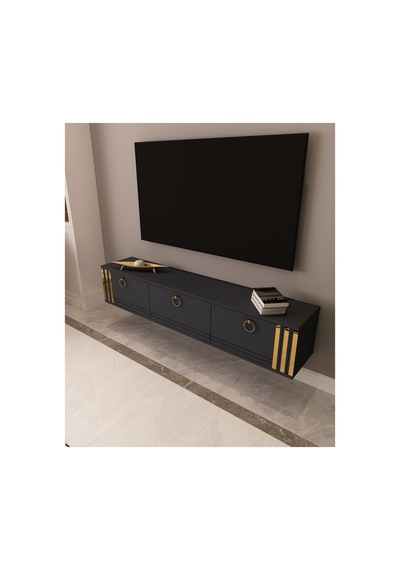 Sahran 150 Cm Duvara Monte Tv Ünitesi Tv Sehpası Antrasit - Altın Antrasit-altın Sahran 150 Cm Duvara Monte Tv Ünitesi Tv Sehpası Antrasit - Altın Antrasit-altın