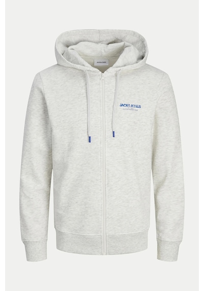 Jack & Jones Erkek Jjalvıs Fermuar Kapamalı Kapüşonlu Sweatshirt 12256847 Gri