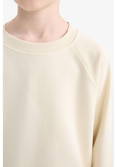 Defacto Erkek Çocuk Bisiklet Yaka Basic Düz Sweatshirt E8415a825aubg734 Bej
