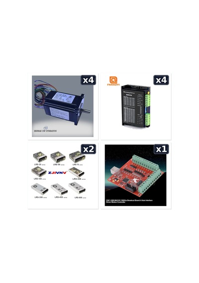 4 Eksen 3 Nm Nema 24 + Dm556 + 48v Güç Kaynağı + Mach3 Cnc Kontrol Seti
