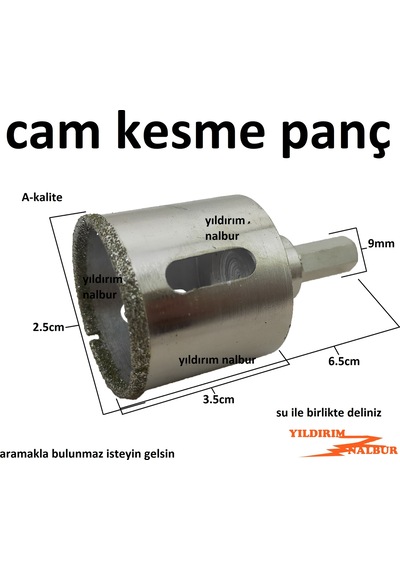 Cam Delme Elmas Panç 25mm Fayans Delme Delik Açma Panç