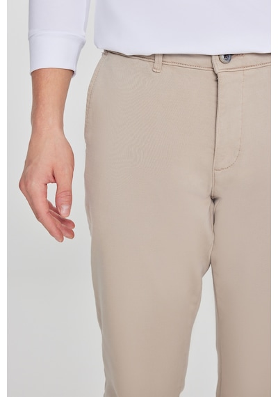 Erkek Bej Pamuklu Slim Fit Dar Kesim Yan Cep Casual Pantolon Bej