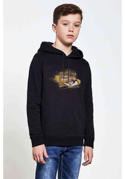 Tshirthane Snoop Baskılı Unisex Çocuk Kapüşonlu Siyah Sweatshirt