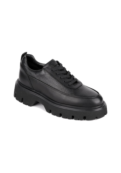 Shoetyle - Siyah Hakiki Deri Bağcıklı Erkek Günlük Ayakkabı 115-k534-1325 Siyah