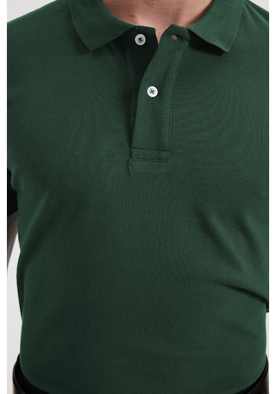 Tudors Erkek Slim Fit Dar Kesim %100 Pamuk Kısa Kollu Polo Yaka Yeşil Tişört-50258