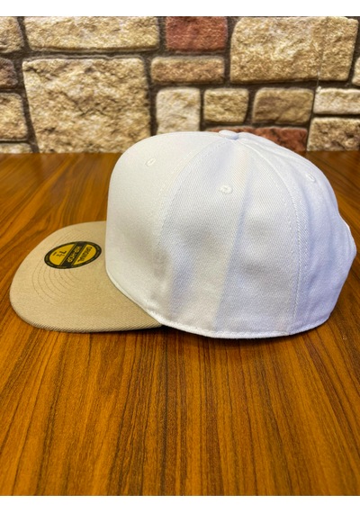 Hamze Hip Hop Snapback Rapper Basic Gabardin Cap Şapka Beyaz - Bej