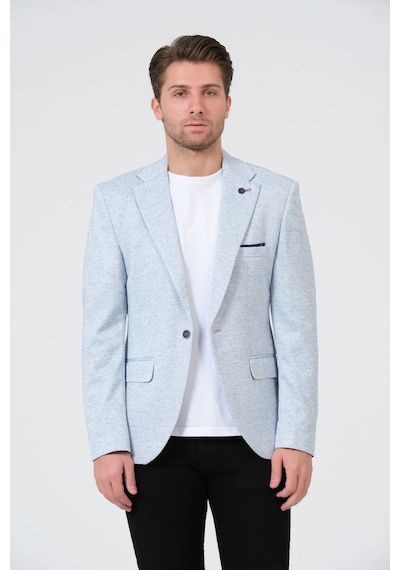 Bonesti Erkek Slim Fit Blazer Ceket Beyaz Mavi Noktalı