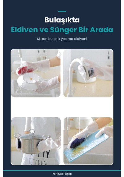 Silikon Bulaşık Yıkama Eldiveni Beyaz